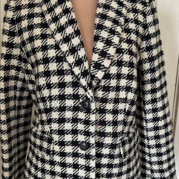 New Talbots Black and White Plaid Blazer wool blend - Picture 2 of 8